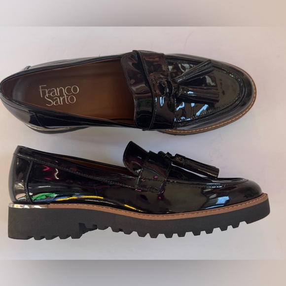 Franco Sarto Carolynn Black Patent Slip On Loafers Size 8 - Picture 3 of 7